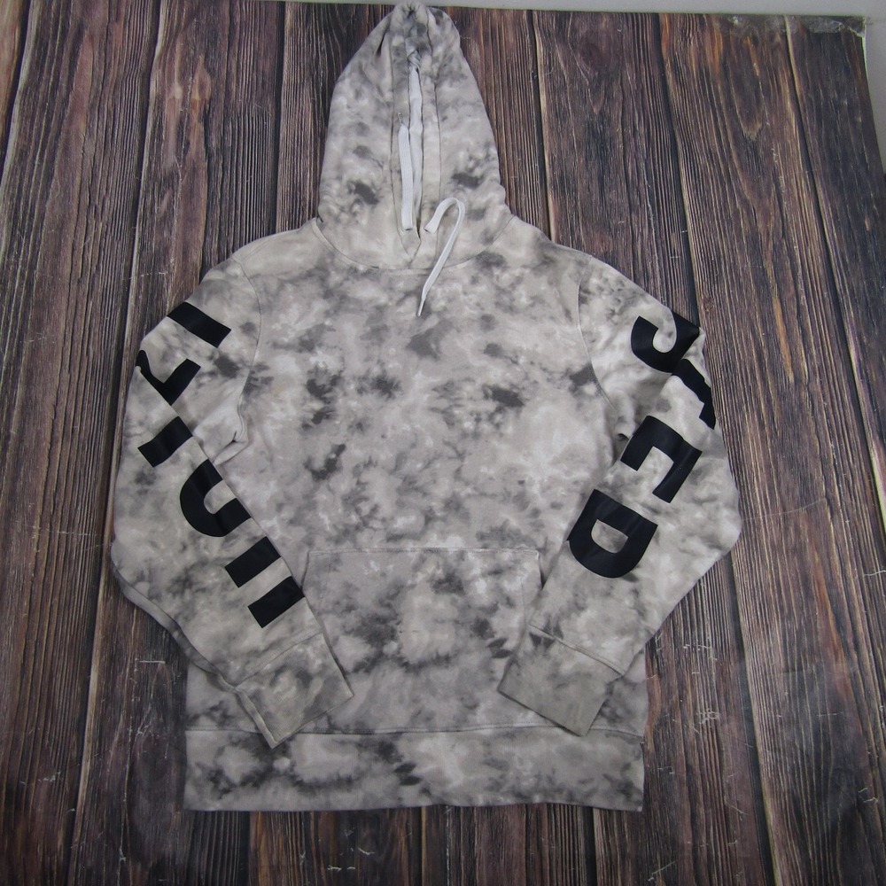 Hollister‎ Hoodie Men Size M Gray Tie Dye Graphic Sleeve Pullover Sweatshirt